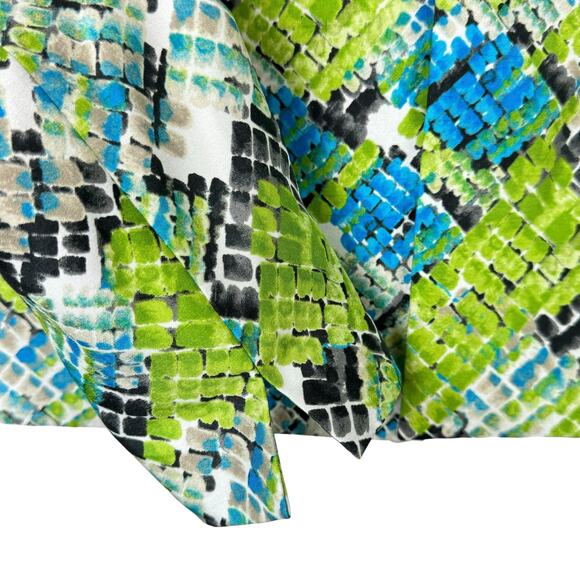 Kasper Bright Blue Green Reptile Print Collarless Open Front Jacket Blazer - Picture 7 of 12